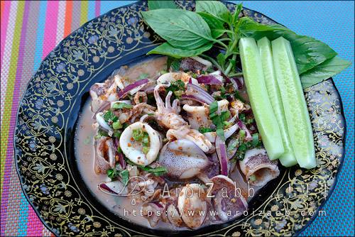 วิธีทำลาบปลาหมึก สูตรอาหารทำง่ายๆ ทำกินเองได้