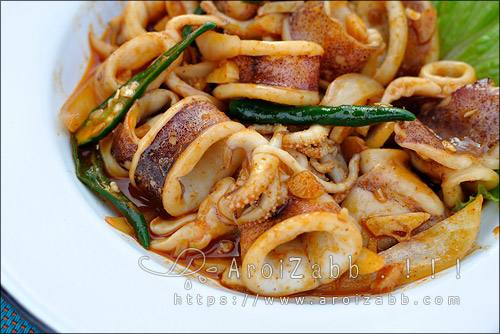 ปลาหมึกผัดน้ำพริกเผา ทำง่าย กินอร่อย